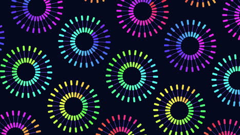 Vibrant-spiral-pattern-of-colorful-circles-on-black-background