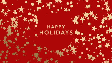 Happy-Holidays-with-flying-gold-stars-and-snowflakes-on-red-gradient