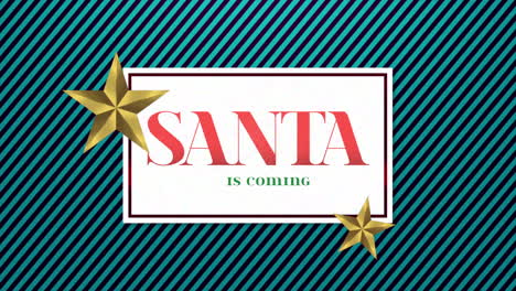 Santa-Is-Coming-with-gold-stars-on-blue-striped-pattern