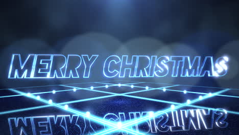 Merry-Christmas-with-neon-blue-light-on-disco-stage