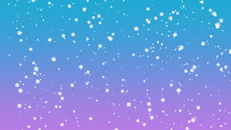 Flying-snow-on-blue-and-purple-sky