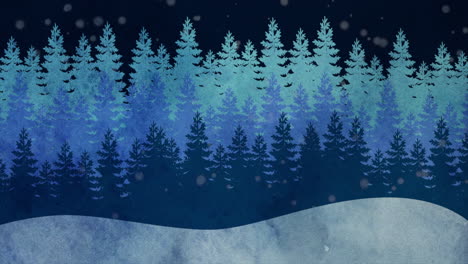 Snow-forest-in-night