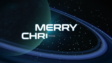 Merry-Christmas-with-planet-and-stars-in-black-galaxy