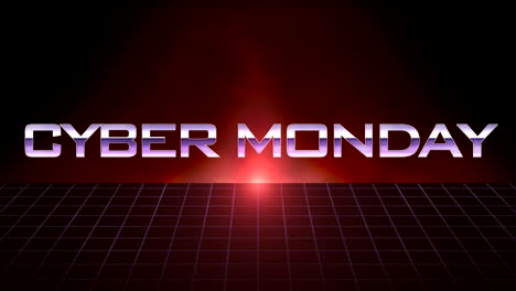 Cyber-Monday-Text-Mit-Retro-Neongitter-Auf-Schwarzem-Farbverlauf