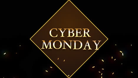 Texto-De-Cyber-Monday-Con-Confeti-Dorado-Volador-Sobre-Degradado-Negro