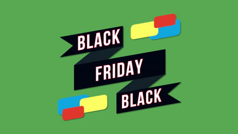 Modern-Black-Friday-text-with-stripes-and-ribbons-on-green-gradient