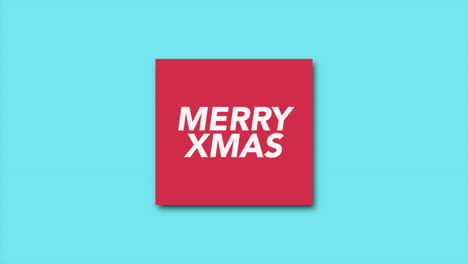Texto-Moderno-De-Feliz-Navidad-En-Marco-Rojo-Sobre-Degradado-Azul