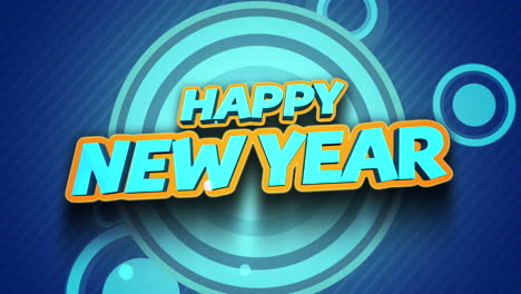 Modern-Happy-New-Year-text-on-blue-circles-pattern