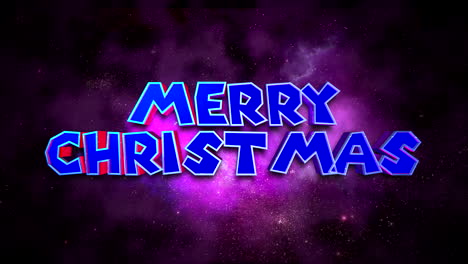Cinema-Merry-Christmas-text-with-blue-sky-and-stars-in-galaxy