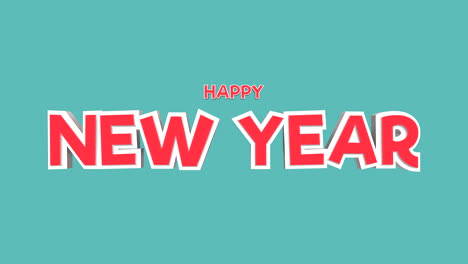 Cartoon-Happy-New-Year-text-on-a-vibrant-blue-gradient