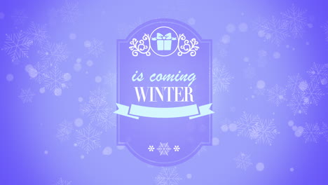 Winter-Is-Coming-with-snow-and-ribbon-on-purple-gradient