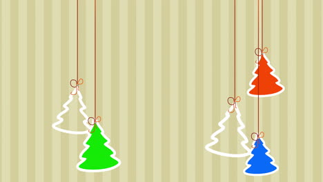 Hängende-Weihnachtsbäume-Und-Spielzeug-Auf-Streifenmuster