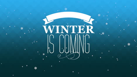 Winter-Is-Coming-with-fall-snowflakes-and-ribbon-in-blue-sky