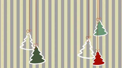 Colgar-árboles-De-Navidad-Y-Juguetes-En-El-Patrón-De-Rayas