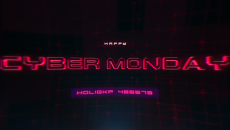 Cyber-Monday-text-on-digital-screen-with-HUD-elements-and-glitch