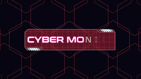 Cyber-Monday-on-digital-screen-with-HUD-elements-and-geometric-pattern