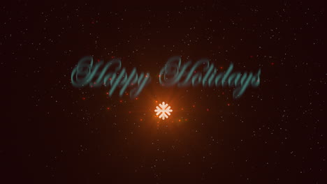 Happy-Holidays-with-snowflake-symbol-and-flying-glitters-in-galaxy
