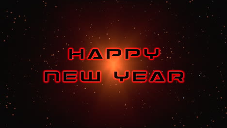 Happy-New-Year-text-with-yellow-fashion-light-of-stars-in-dark-galaxy