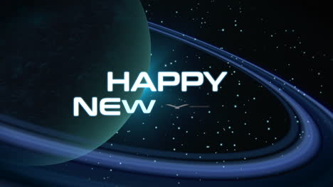 Happy-New-Year-with-planet-and-stars-in-black-galaxy