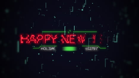 Happy-New-Year-on-digital-screen-with-HUD-elements-and-neon-lines