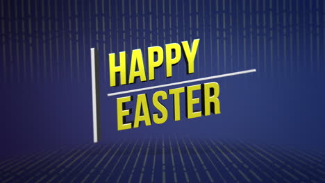 Cheerful-Easter-greeting-card-yellow-letters-on-blue-background