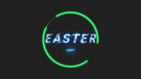 Neongrün-Frohe-Ostern-Im-Kreis-Auf-Schwarzem-Hintergrund