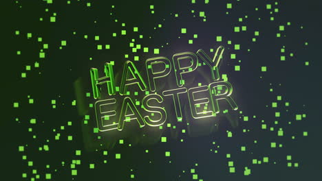 Der-Leuchtende-Neongrüne-Text-„Frohe-Ostern“-Fällt-Vor-Einem-Dunklen-Hintergrund-Auf