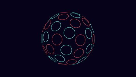 Colorful-3d-sphere-with-green-and-purple-dots-on-black-background