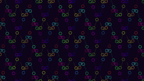 Vibrant-floating-circles-and-lines-create-captivating-pattern-on-black-background