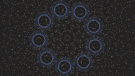Circular-blue-dot-pattern-with-central-circle-on-black-background