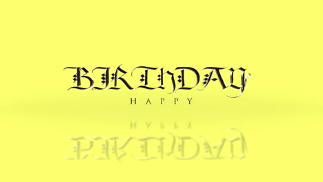 Happy-Birthday-in-reflective-letters-on-yellow-background