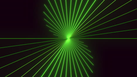 Vibrant-green-zigzag-laser-beam-shines-through-black-background