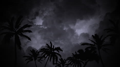 Stormy-silhouette-palm-trees-against-lightning-filled-sky