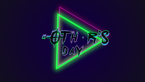 Neon-green-triangle-with-Mothers-Day-in-dark-background