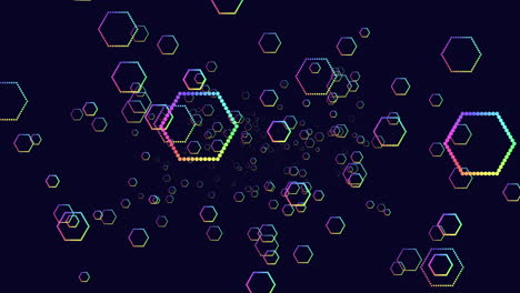 Patrón-Hexagonal-Colorido-Sobre-Fondo-Negro