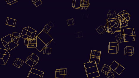 Golden-cubes-floating-in-air,-futuristic-abstract-art-image