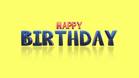 Shimmering-Happy-Birthday-greeting-on-yellow-playful,-floating-letters-in-stylish-red-and-blue