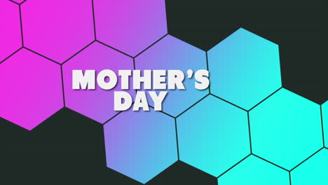 Mothers-Day-text-with-colorful-hexagonal-pattern-in-pink,-purple,-and-blue