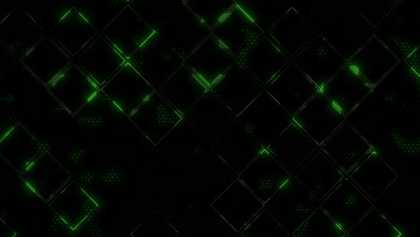 Glowing-green-diamond-pattern-shines-on-black-background