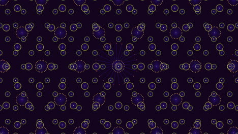 Symmetrical-pattern-of-purple-circles-on-black-background