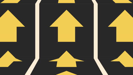 Yellow-arrows-zigzagging-towards-the-right-on-black-background