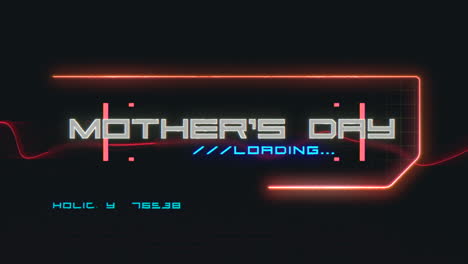 Mother's-Day-neon-sign-with-futuristic-font-on-black-grid-background