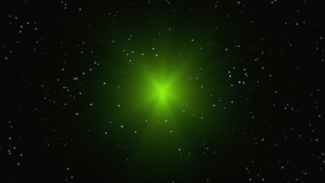 Glowing-green-light-shines-amidst-dark-space,-creating-captivating-contrast