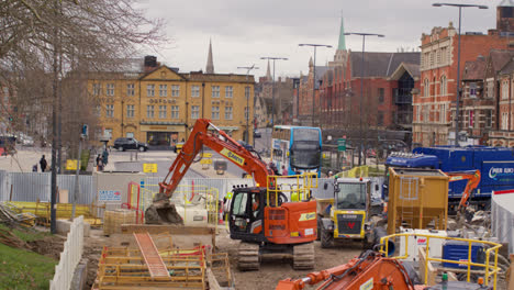 Trabajos-De-Construcción-En-Frideswide-Square-En-El-Centro-De-La-Ciudad-De-Oxford.