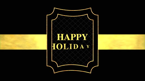 Golden-and-black-Happy-Holidays-frame-with-elegant-square-pattern