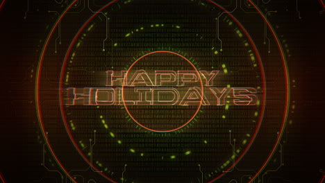 Festive-circle-with-Happy-Holidays,-a-celebratory-combination-of-letters-and-numbers