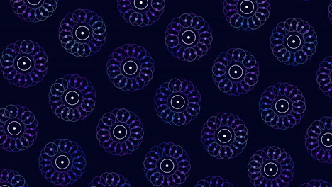 Dynamic-spiral-pattern-of-purple-and-blue-circles-on-black-background