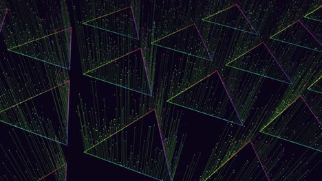 Geometrisches-Design,-Dynamische-Muster-Aus-Linien-Und-Dreiecken-In-Leuchtenden-Farben