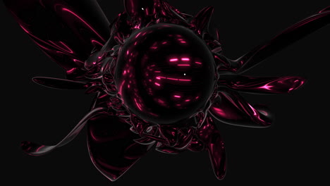 Futuristic-floating-object-sleek-metallic-3d-render-with-sharp-edges,-black,-red,-purple,-and-blue-colors