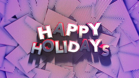 Stylized-zigzag-festive-Happy-Holidays-in-red,-blue-on-a-purple-background